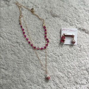 Betsey Johnson cupcake and hearts Necklace Set